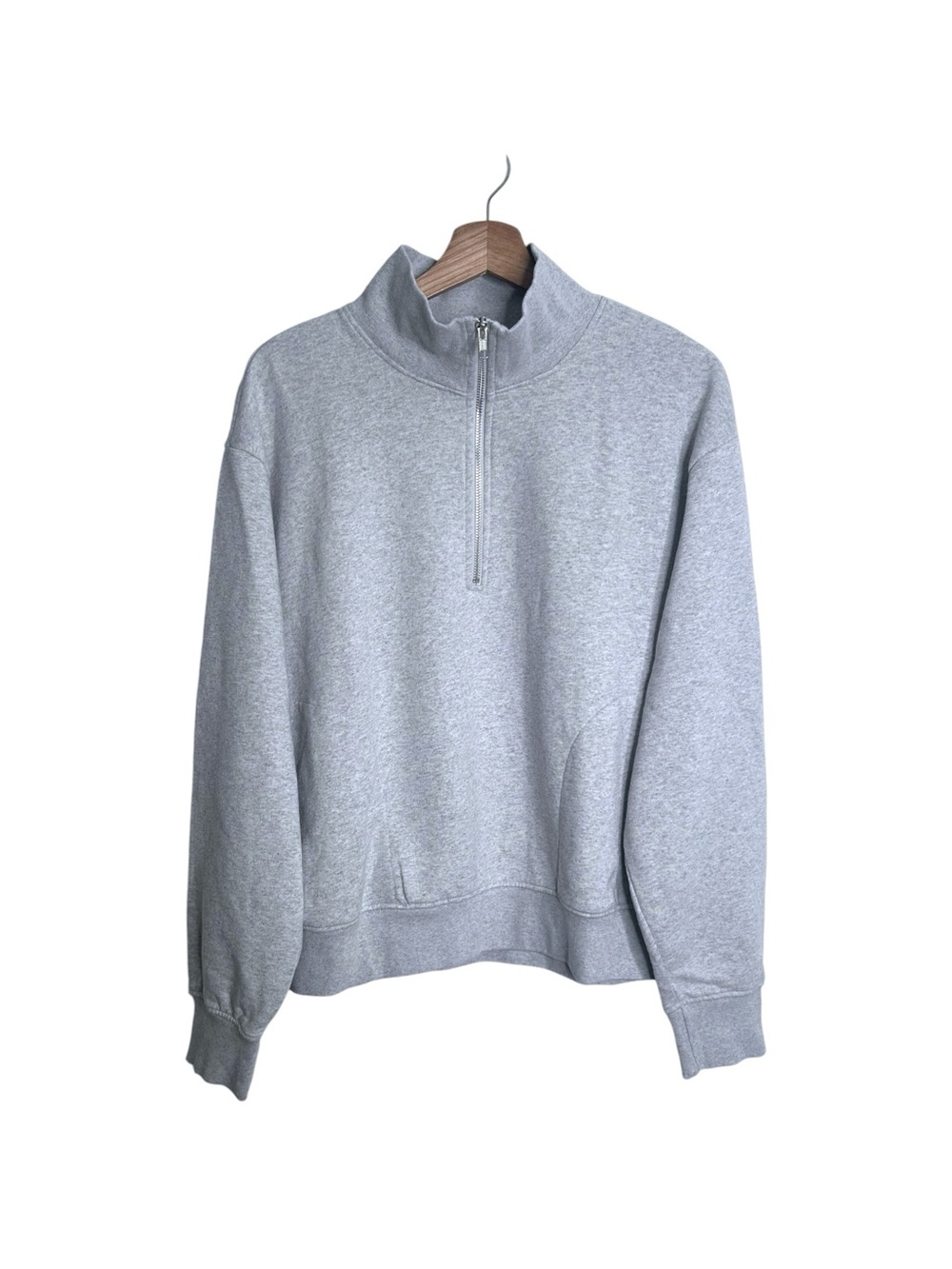 Mate the Label Organic Cotton Fleece Half Zip Sweatshirt Heather Grey Medium - Picture 5 of 11